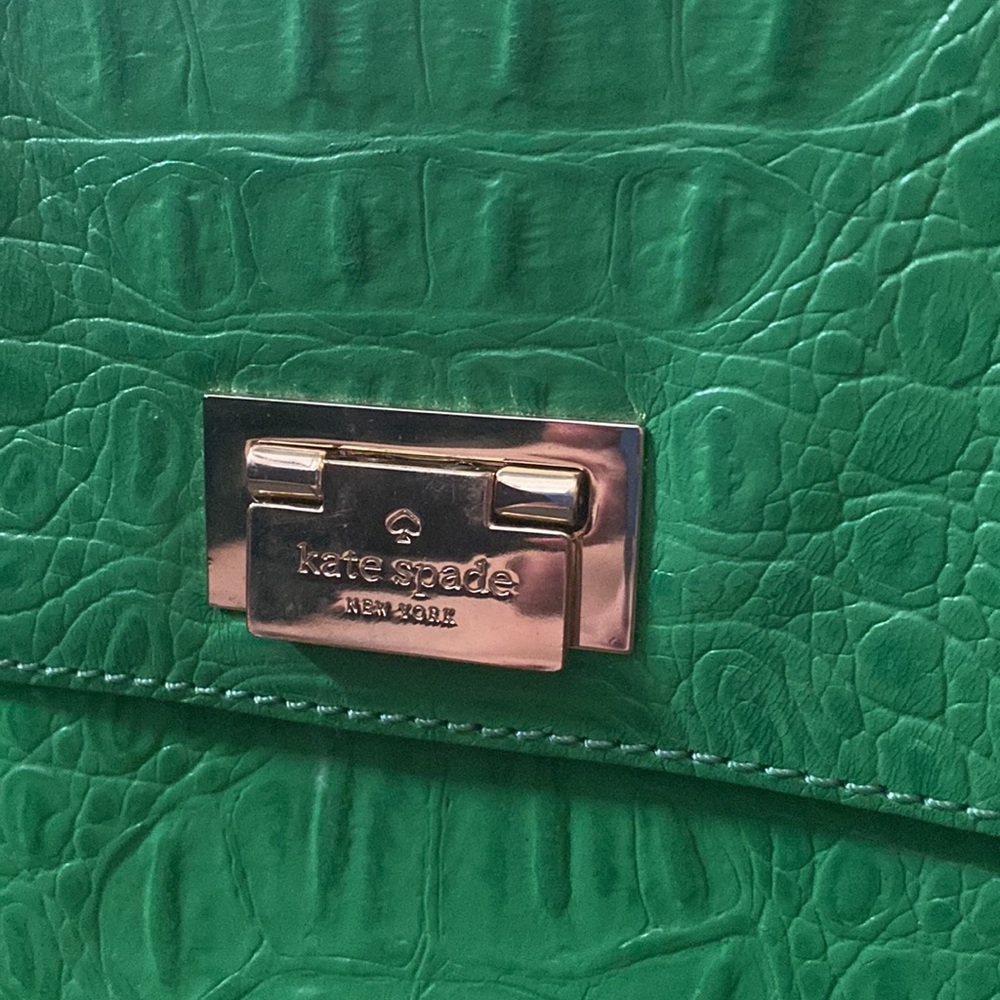 Kate Spade Green Crocodile Leather Darcy top handle - Picture 5 of 16